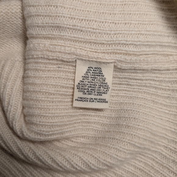 Anthropologie Cream Wool Cashmere Blend Black Pearl Sweater Cottagecore Grandma - Picture 10 of 12